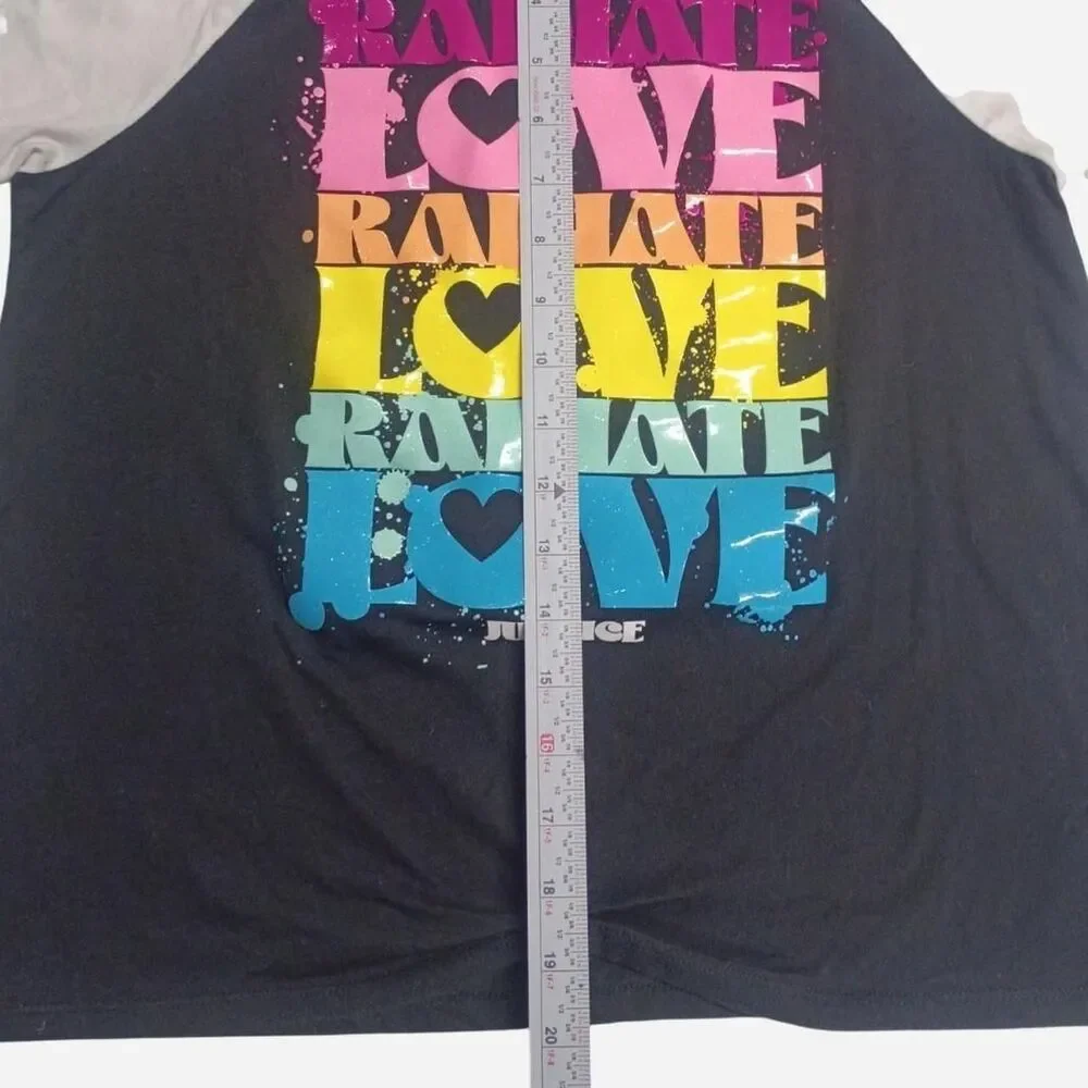 Justice Radiate Love Graphic Raglan T-Shirt XL (16/18)